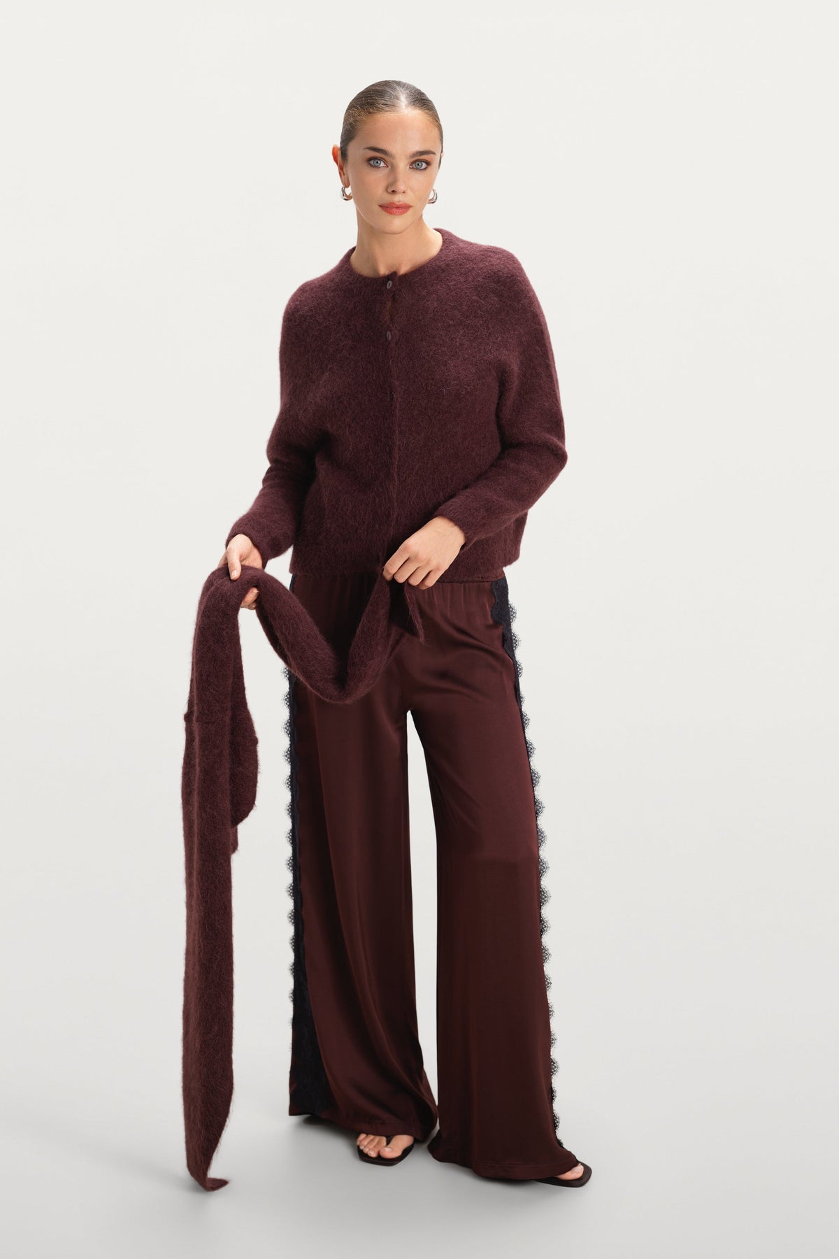Women's Triangle Maxi Scarf Amethyst Plum Alpaca-Wool Blend