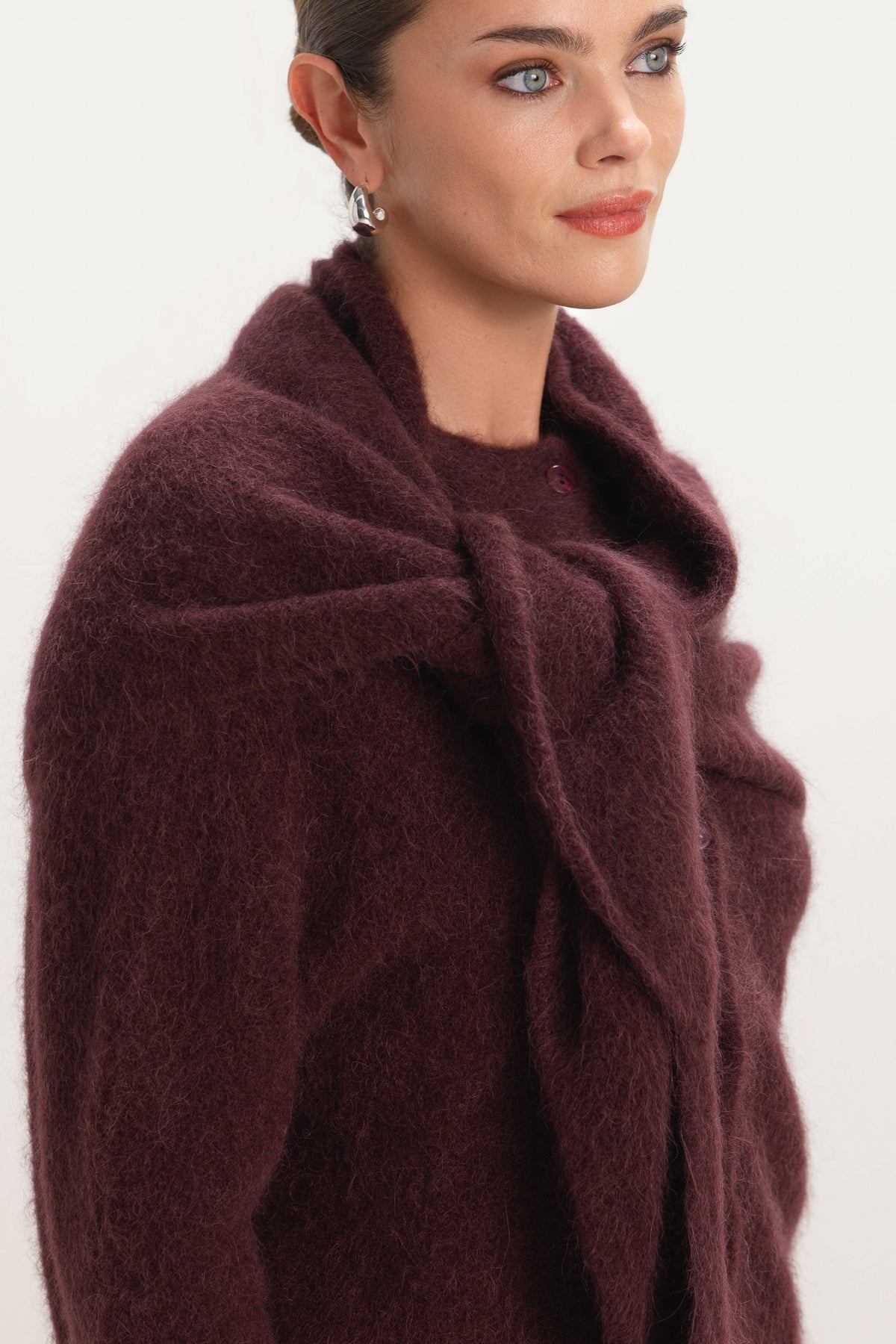 Women's Triangle Maxi Scarf Amethyst Plum Alpaca-Wool Blend