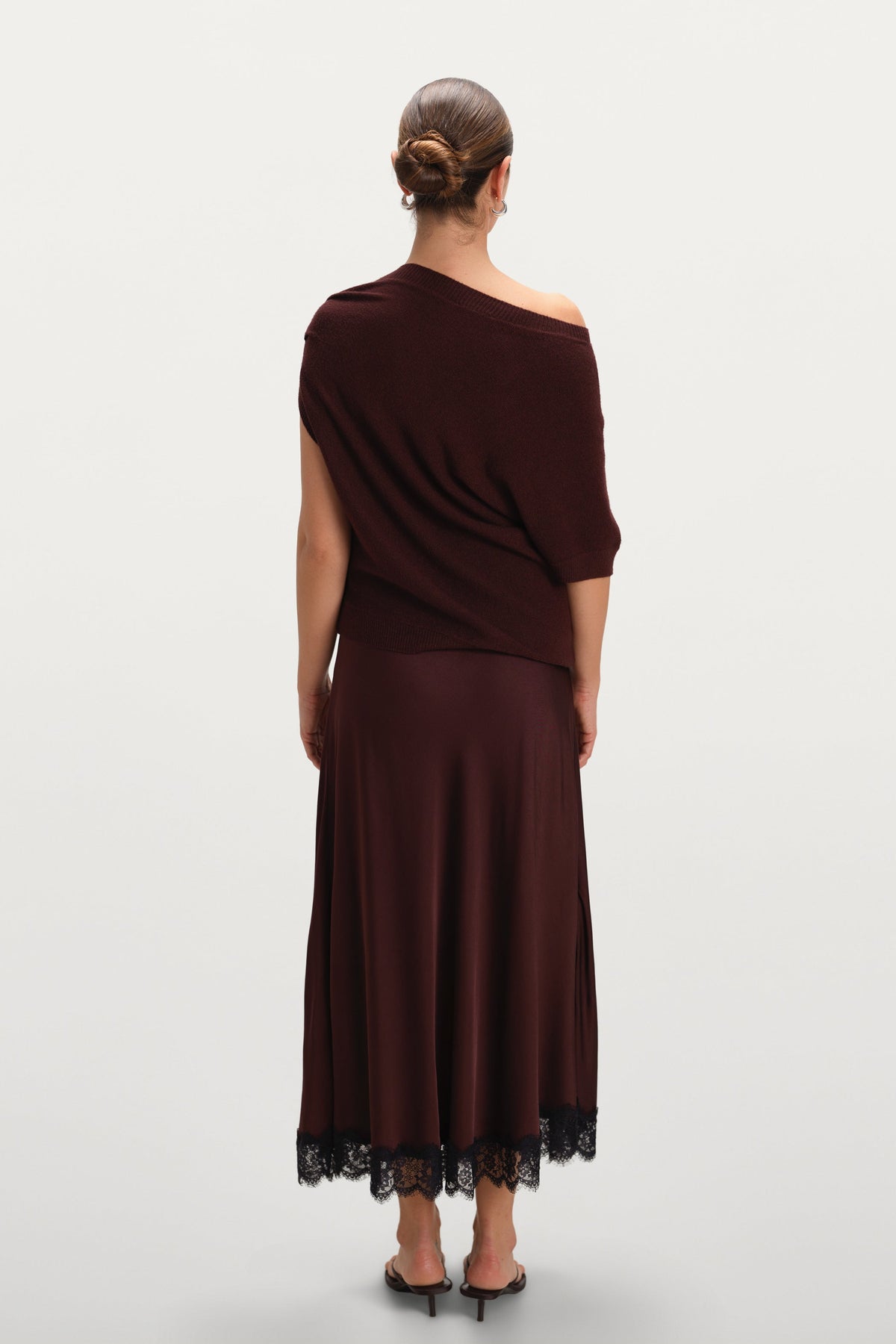 Women's Asymmetric Knit Sweater Plum