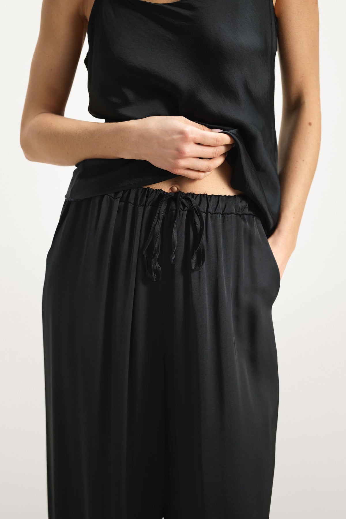 Women’s Black Balloon Satin Trousers