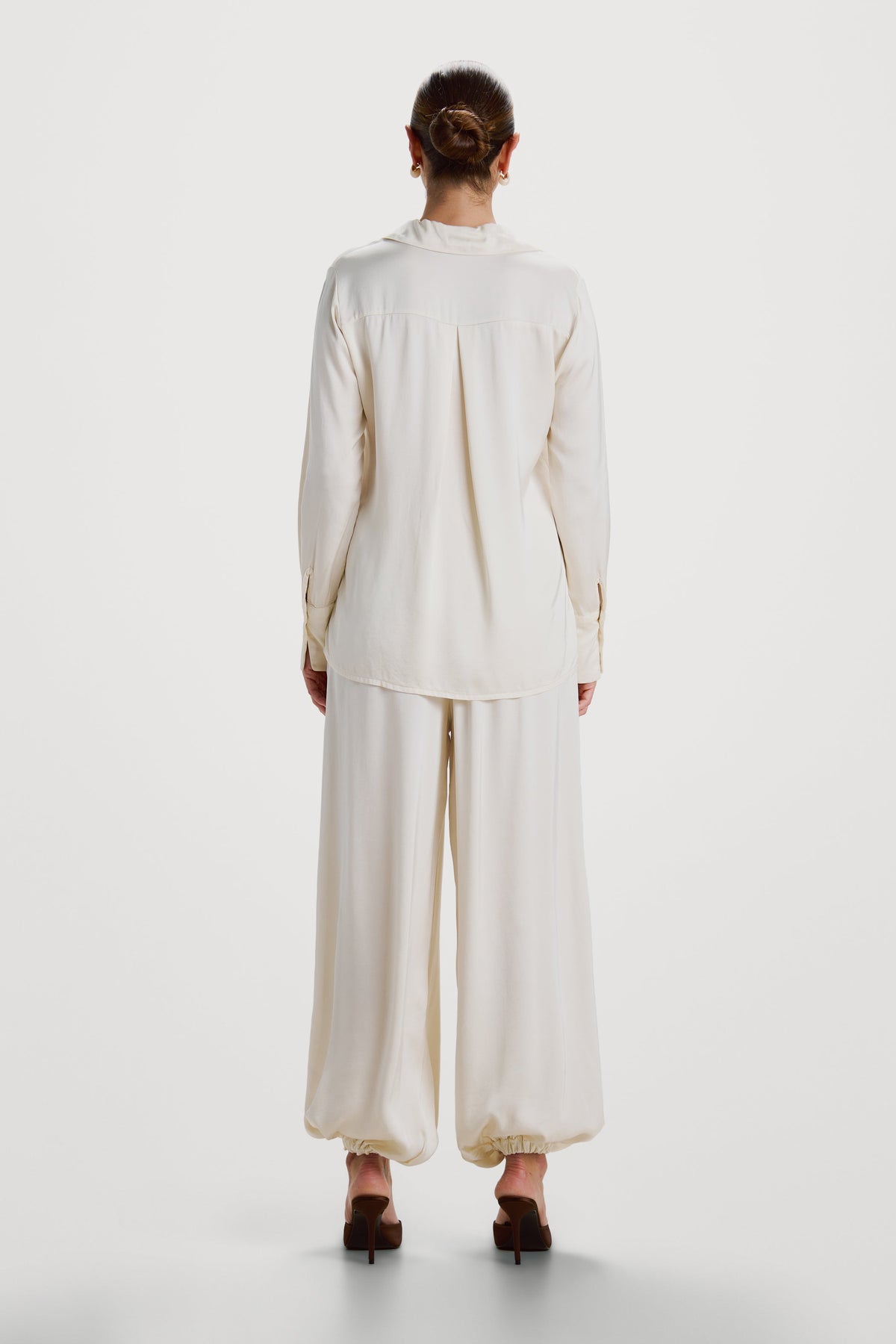 Women’s Ivory Balloon Satin Trousers