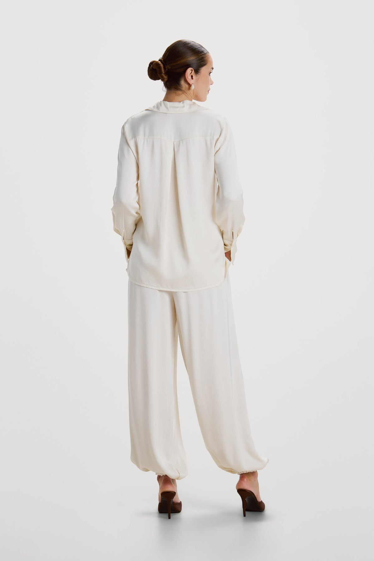 Women’s Ivory Balloon Satin Trousers