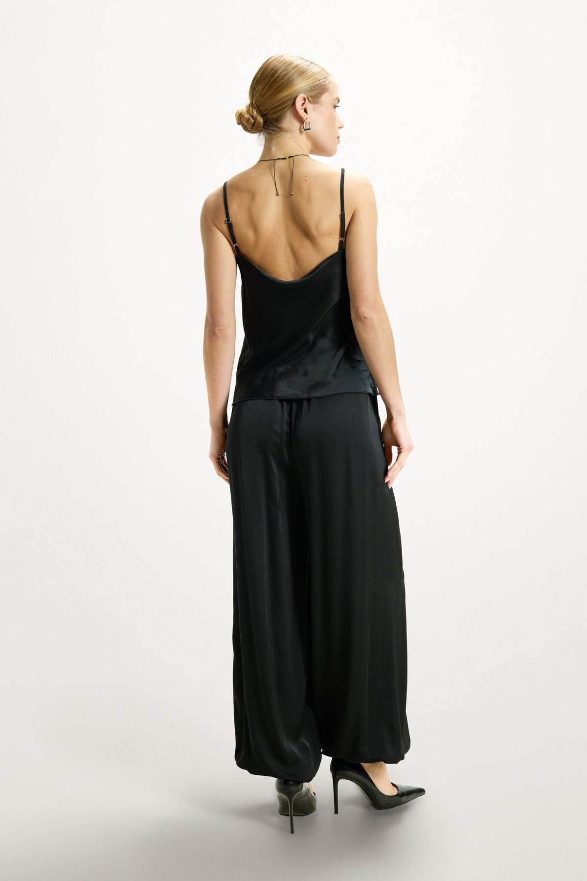 Women’s Black Balloon Satin Trousers