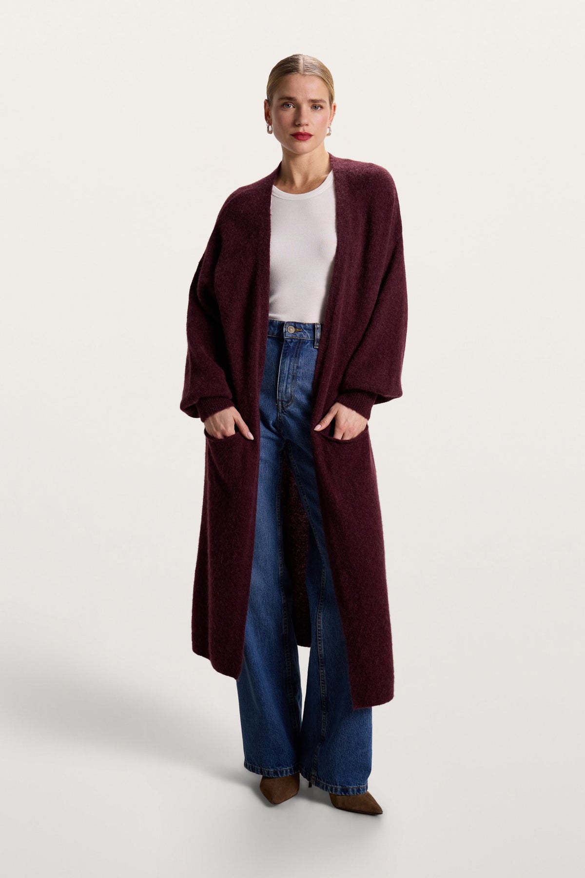 Women's Open Cardigan Amethyst Plum Alpaca Blend