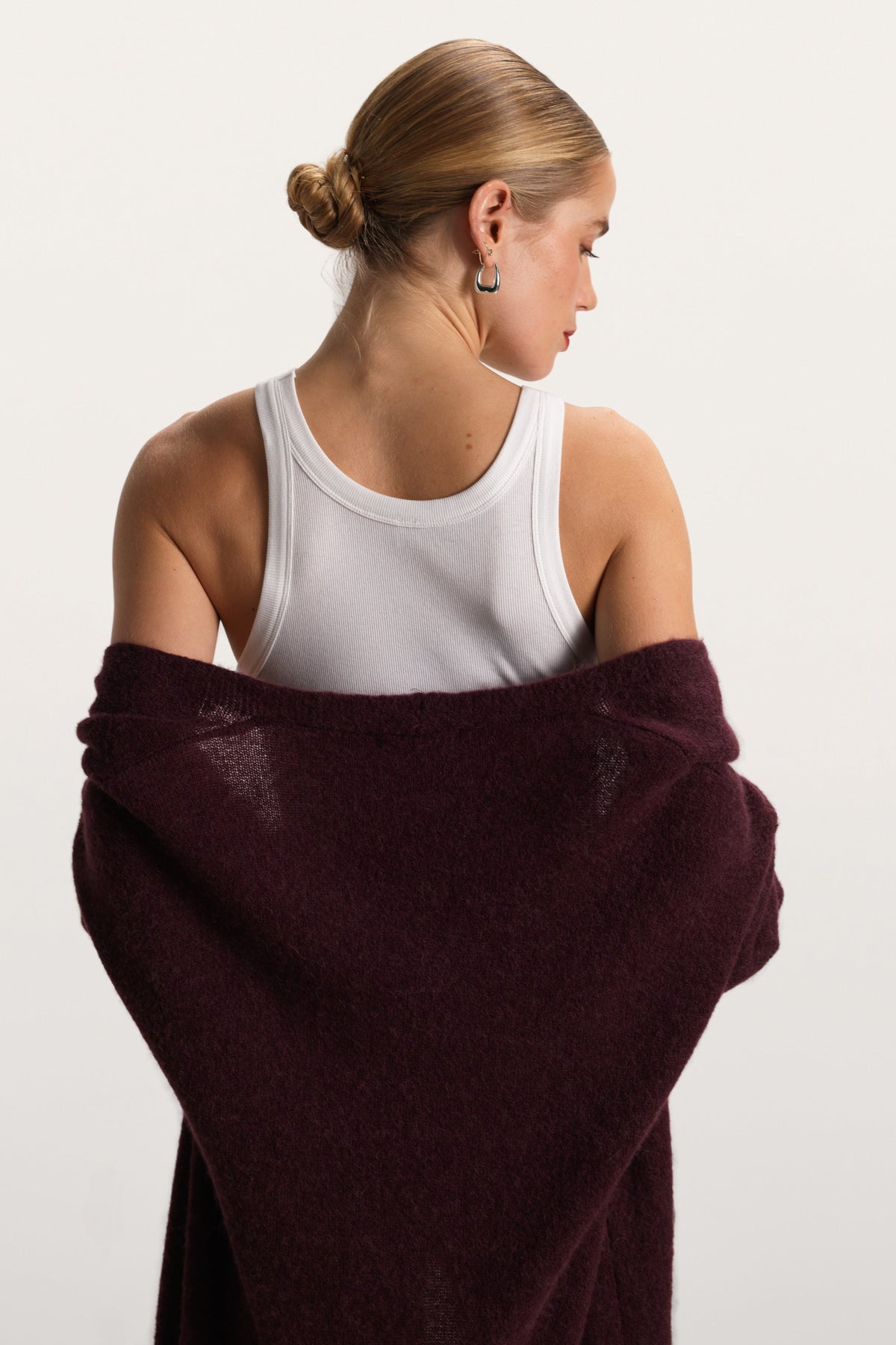 Women's Open Cardigan Amethyst Plum Alpaca Blend