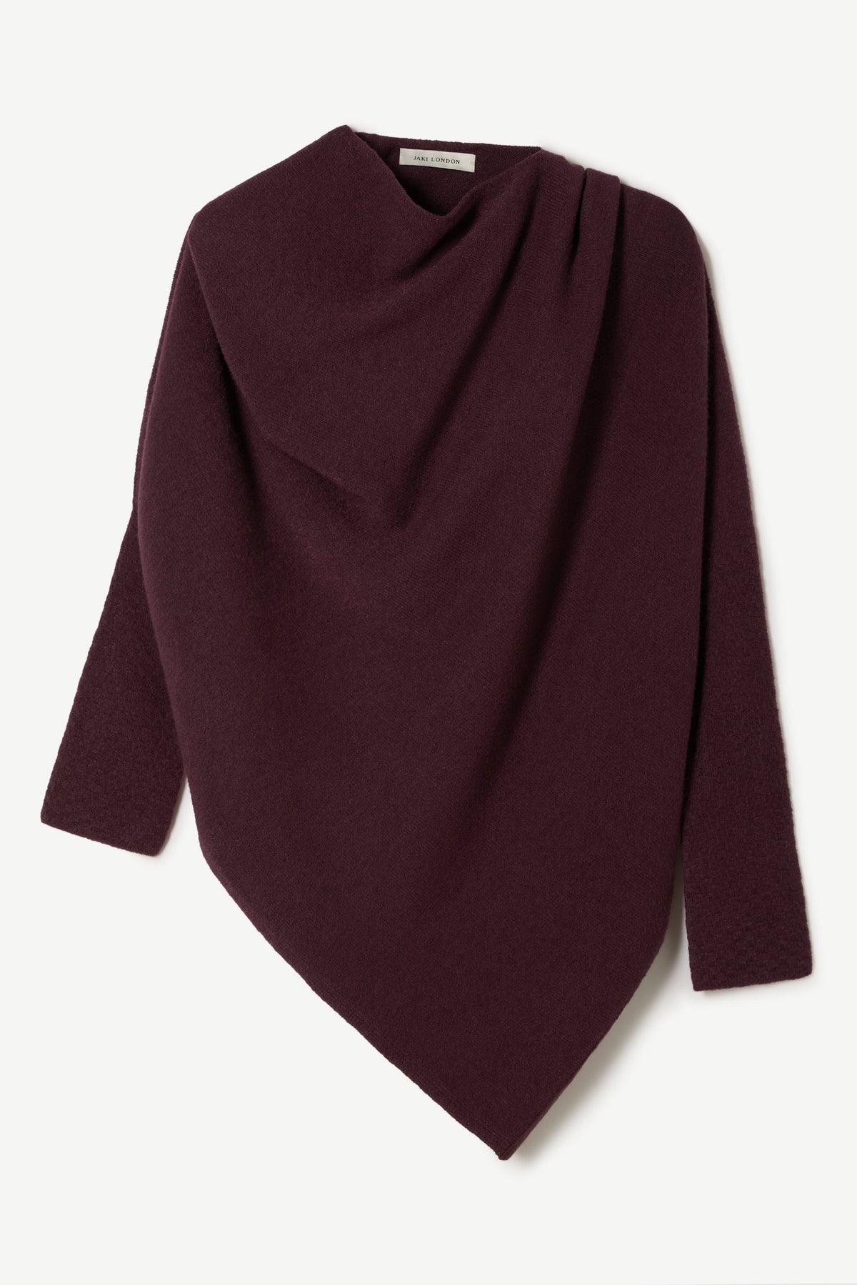 Women's Asymmetric Draped Top in Amethyst Plum, Seamless Knit