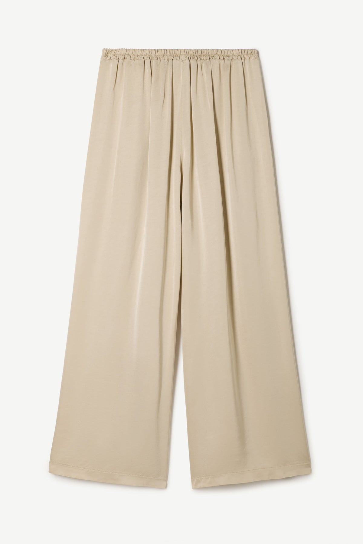 Women’s Honey Satin Pleated Trousers with Elastic Waist
