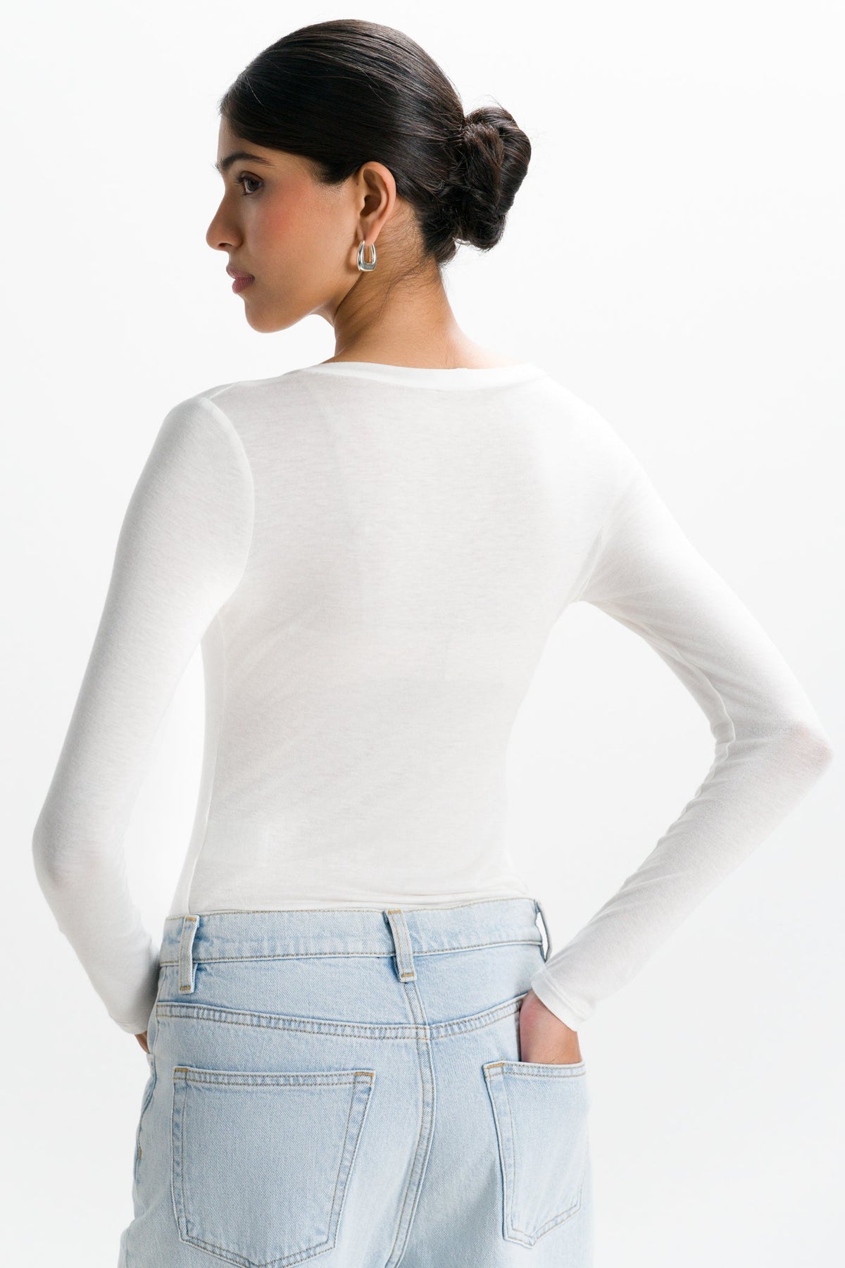 Women's White V-Neck Lightweight Top