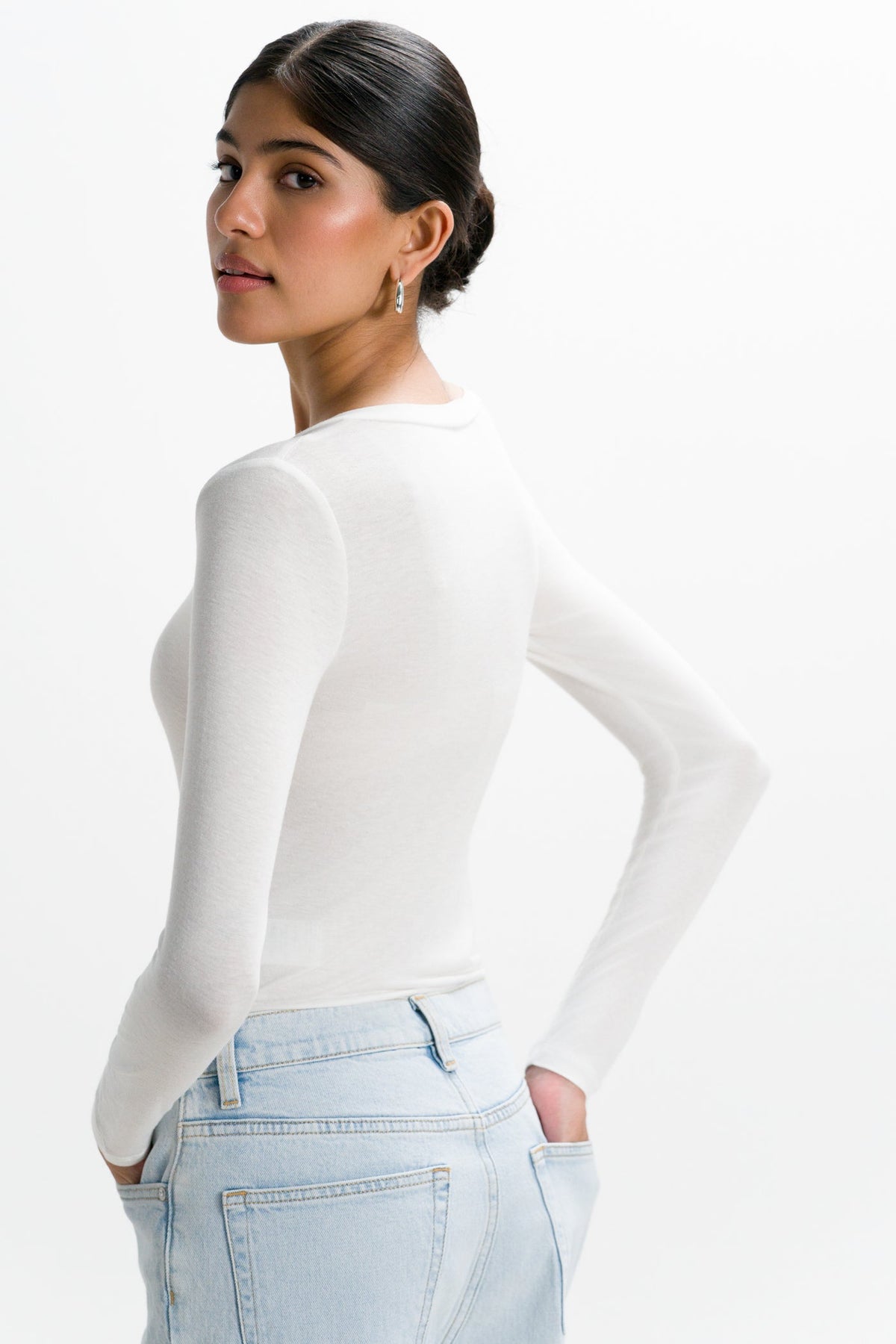 Women's White V-Neck Lightweight Top