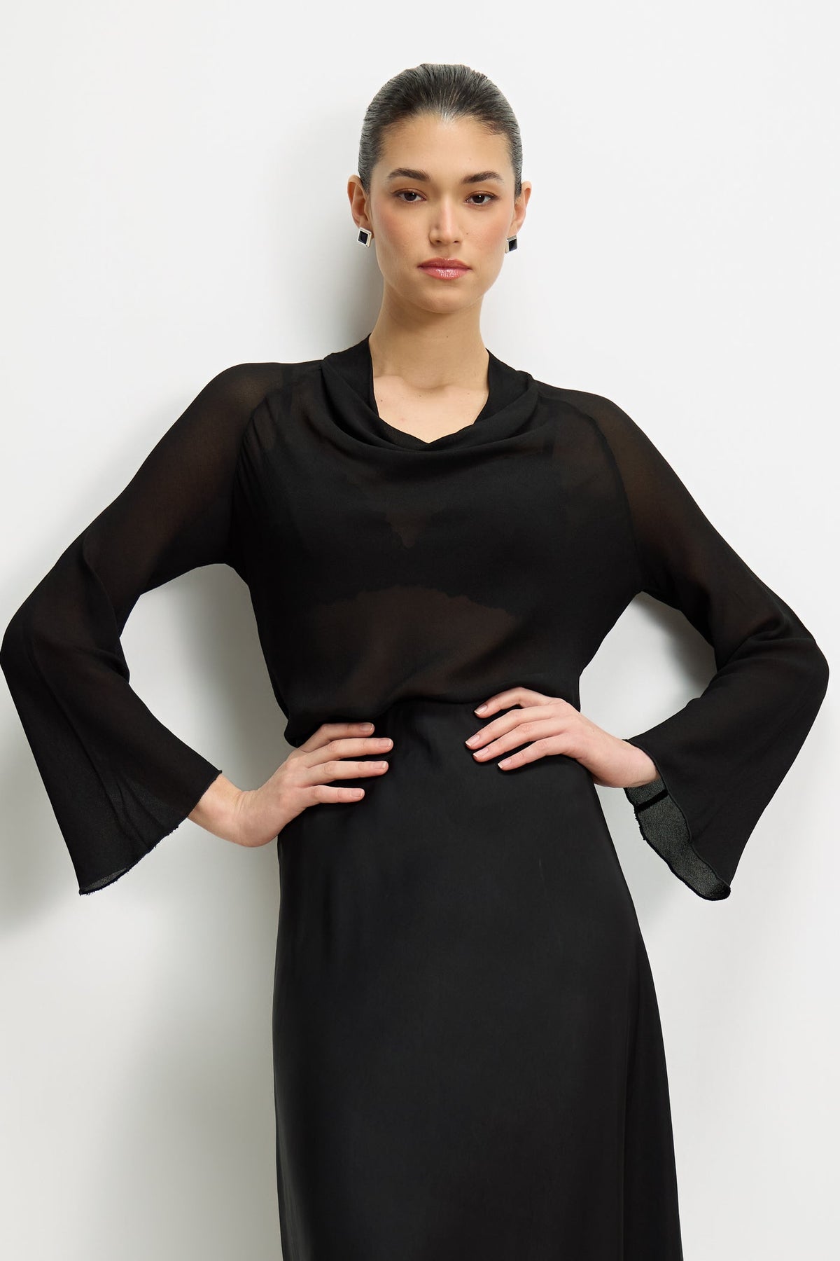 Women's Black Chiffon Blouse