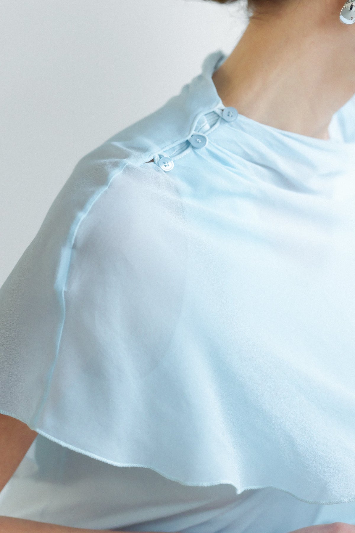 Women's Asymmetric Poncho in Glacier