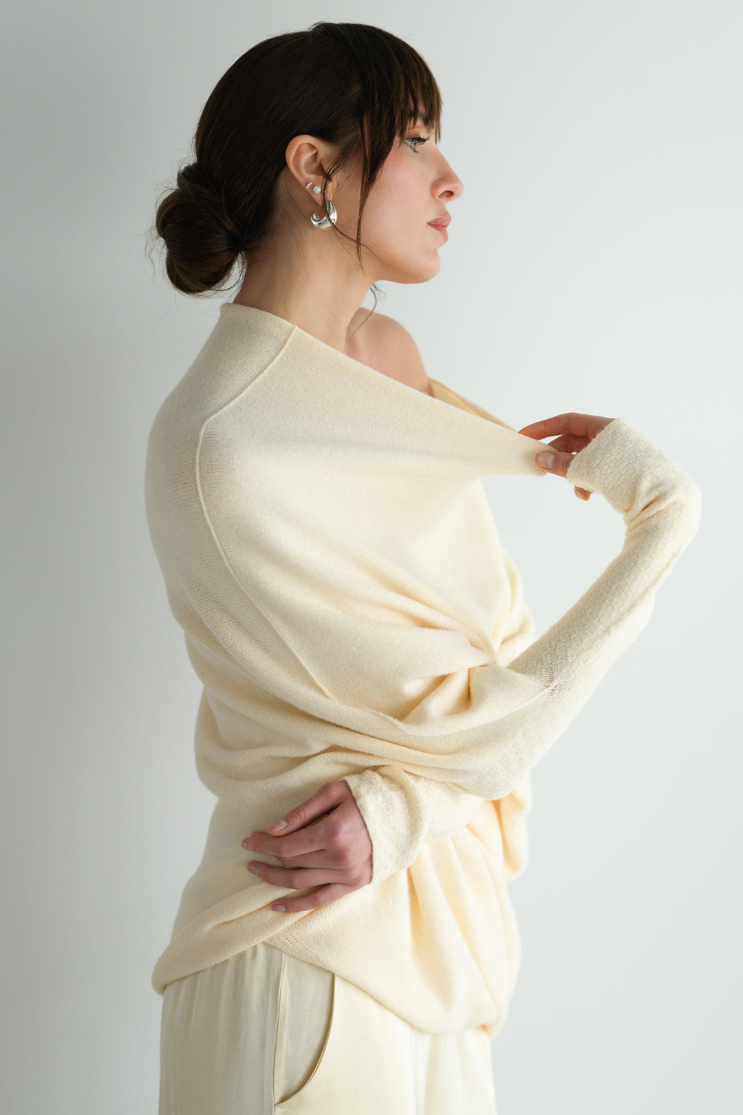 Women's Buttercream Asymmetrical Draped Top