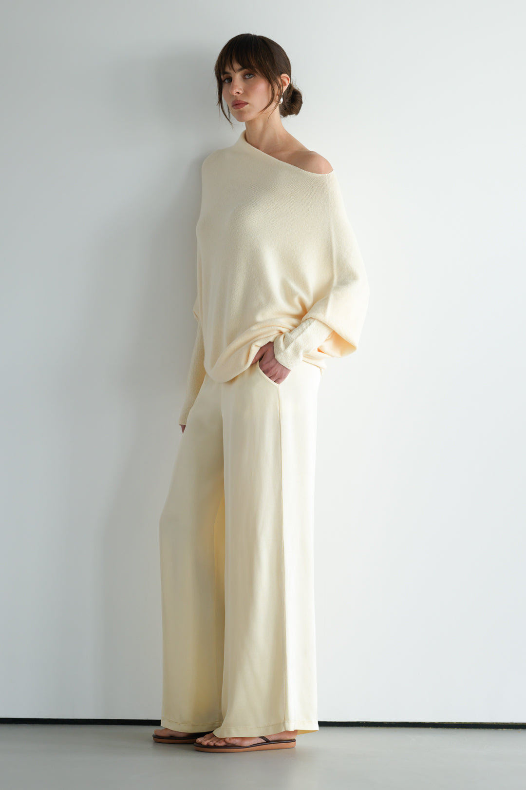Women's Buttercream Asymmetrical Draped Top