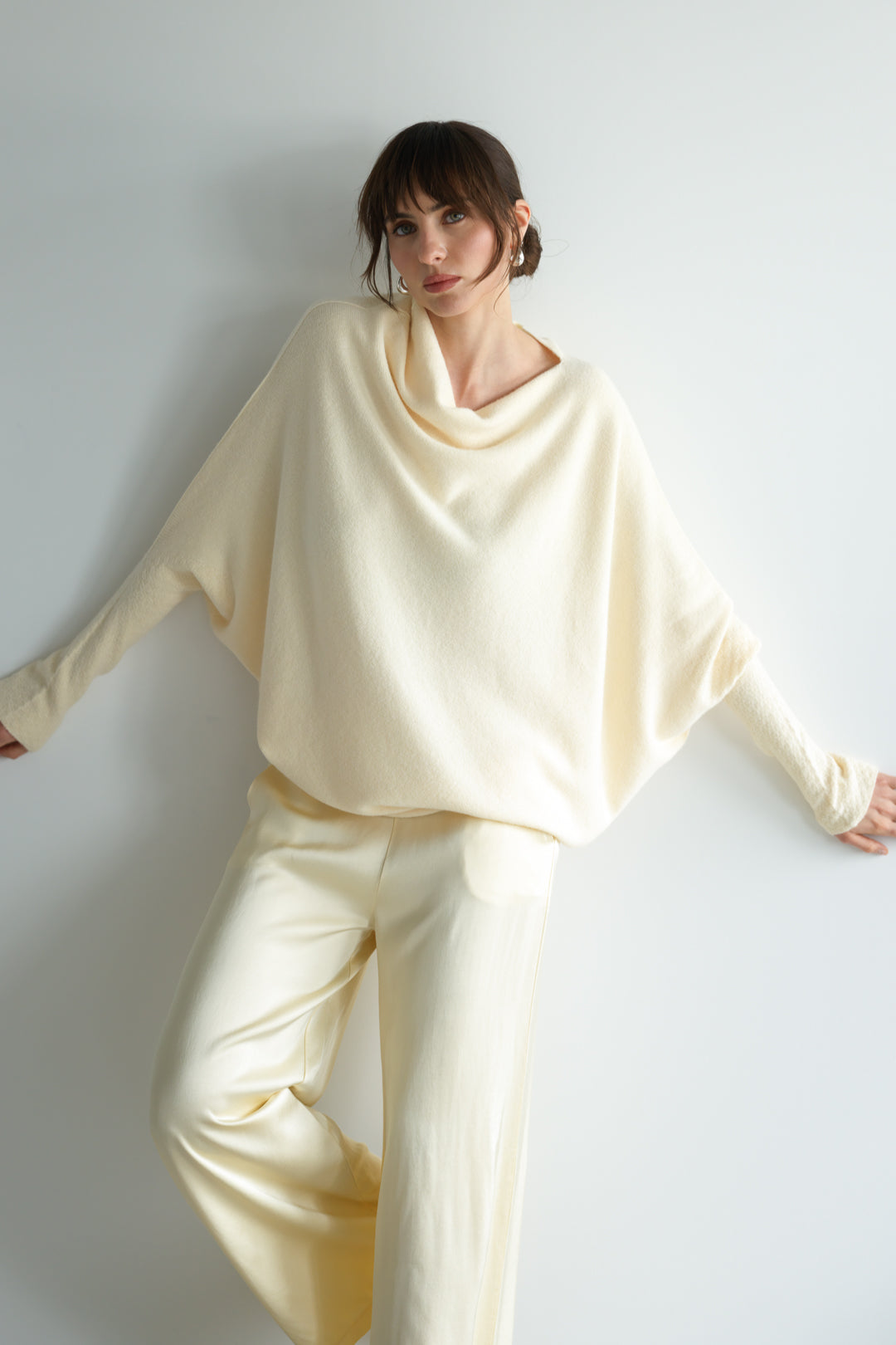 Women's Buttercream Asymmetrical Draped Top