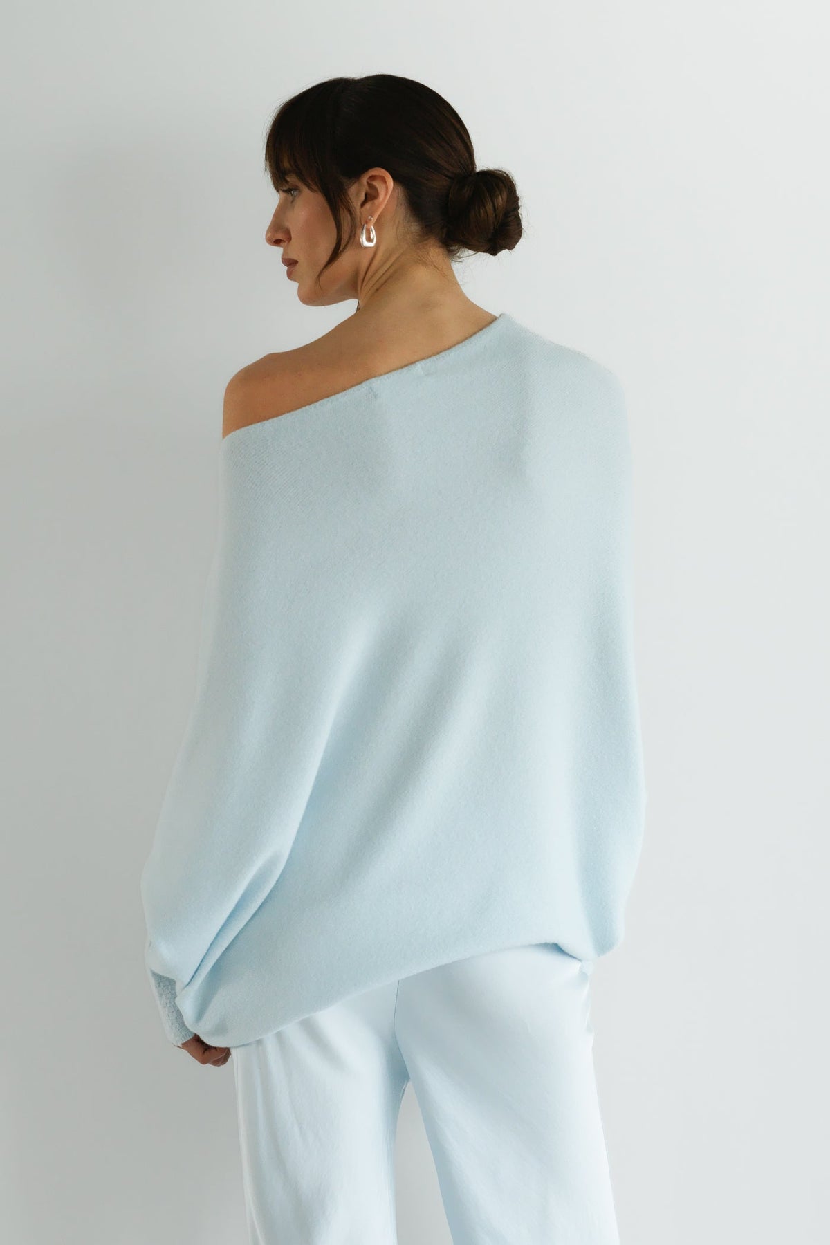 Women's Glacier Blue Asymmetrical Draped Top