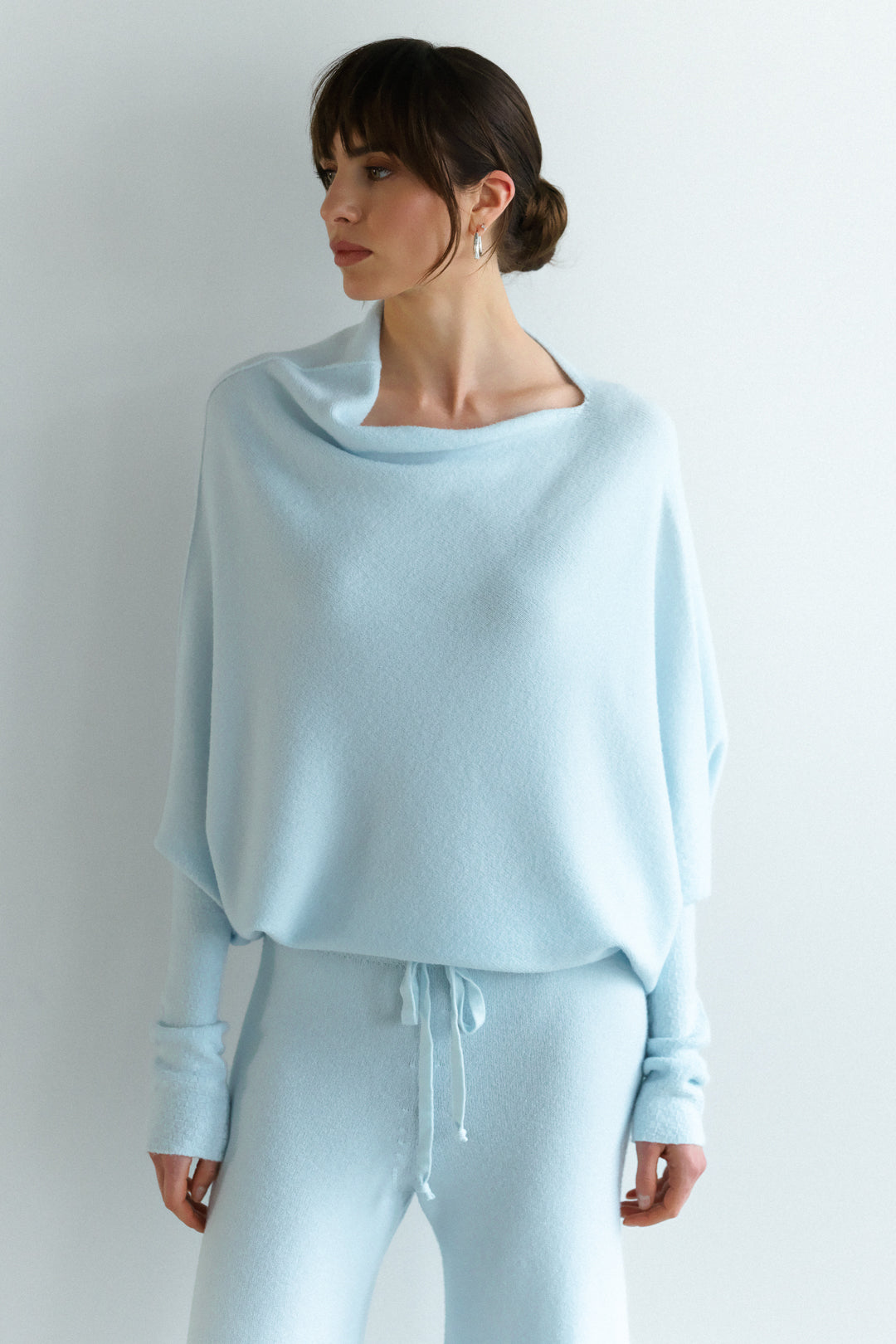 Women's Glacier Blue Asymmetrical Draped Top