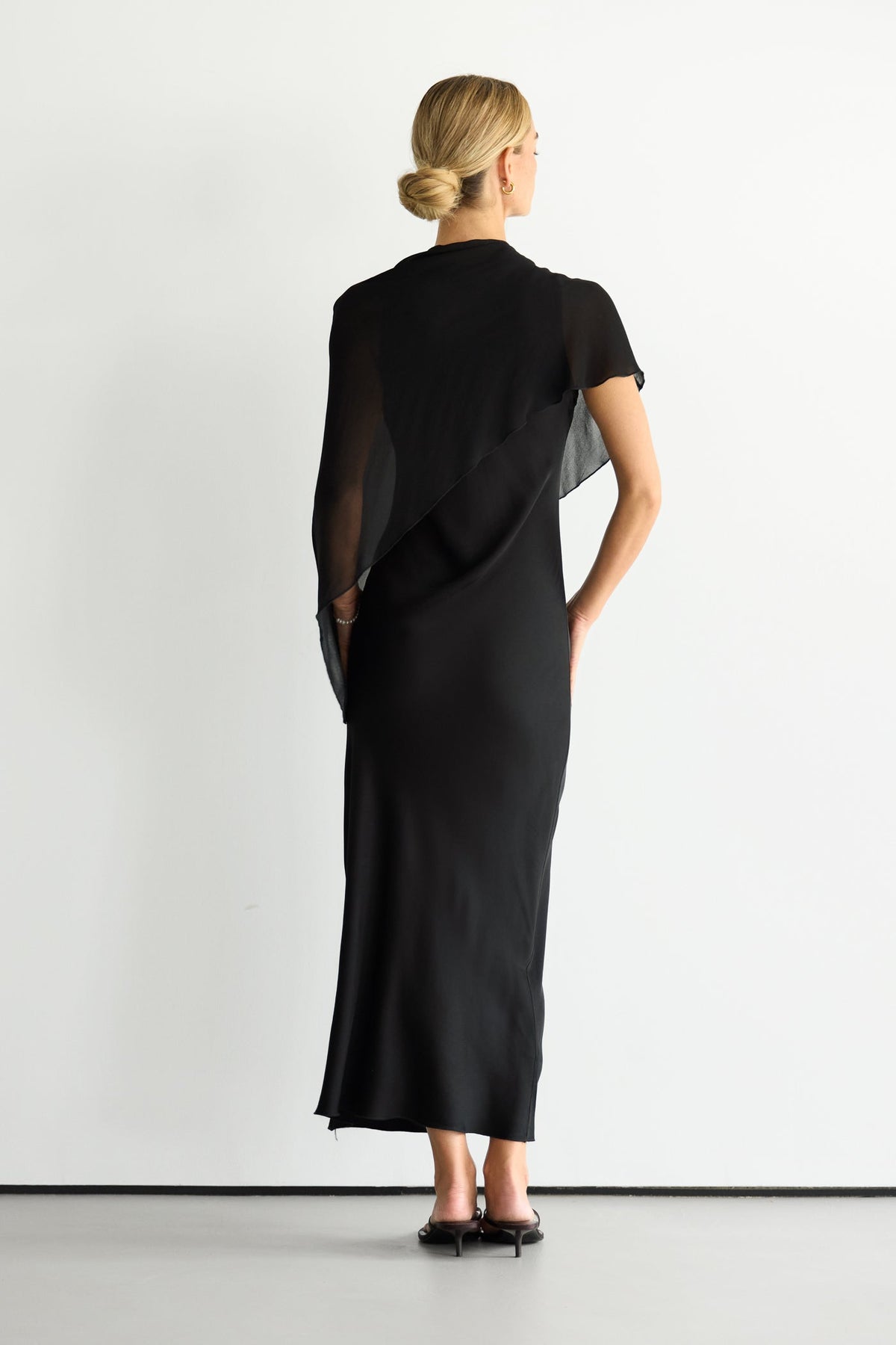 Women's Asymmetric Poncho in Black