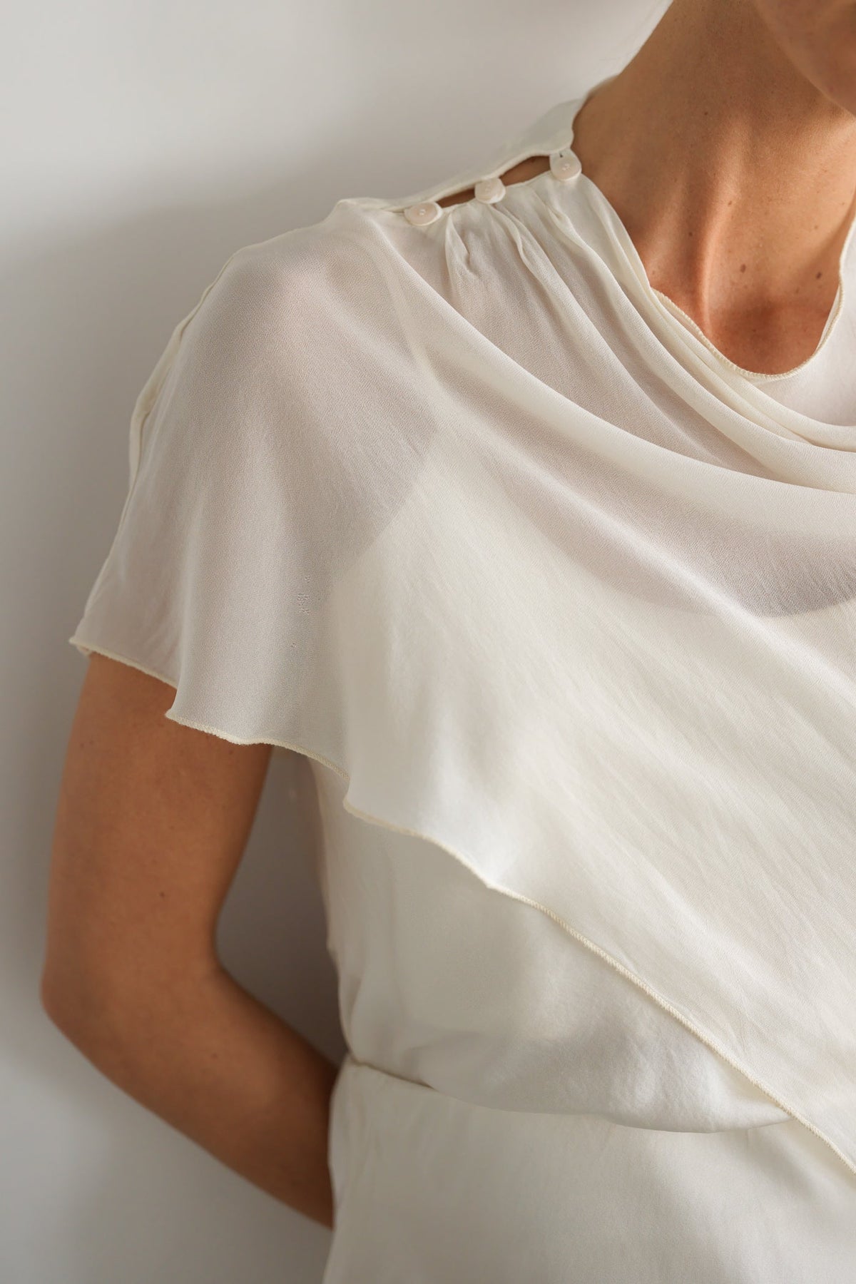Women's Asymmetric Poncho in Ivory