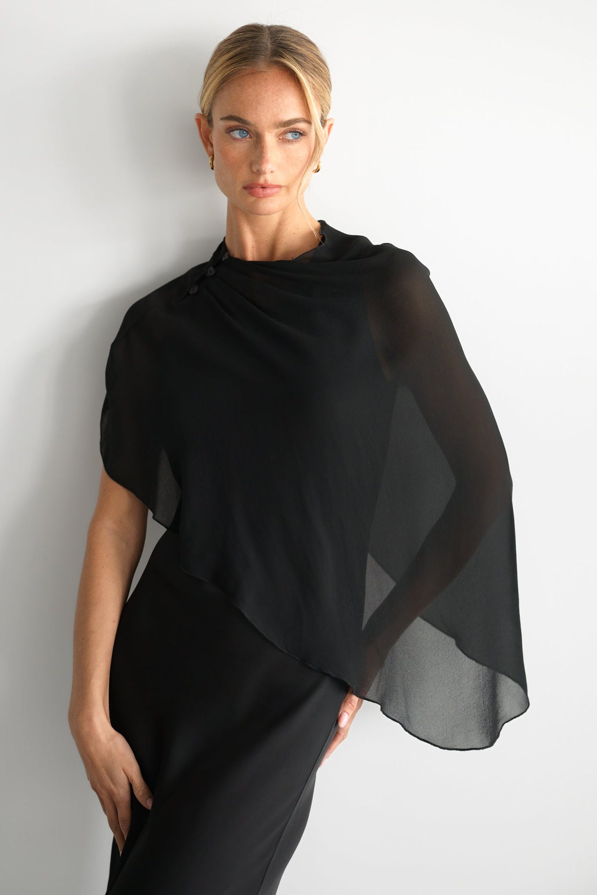 Women's Asymmetric Poncho in Black
