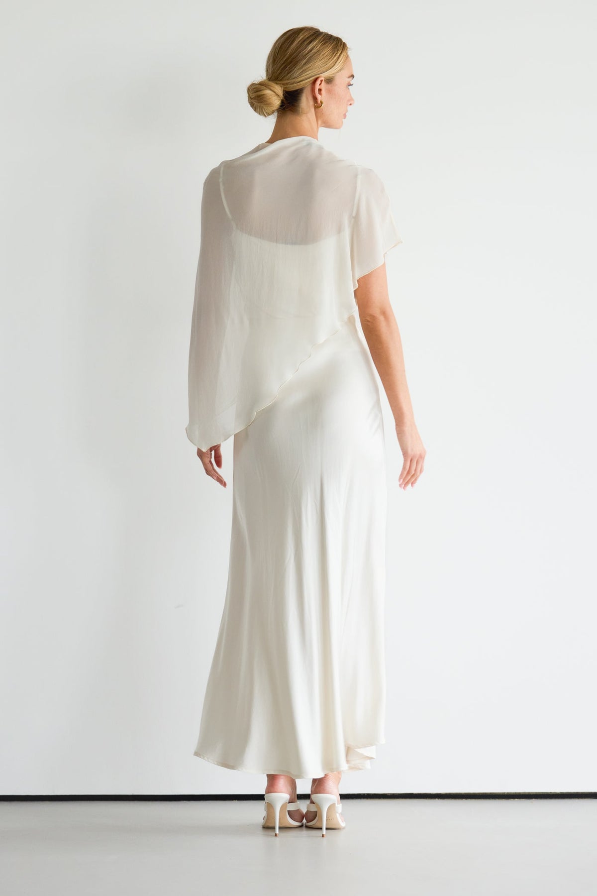 Women's Asymmetric Poncho in Ivory