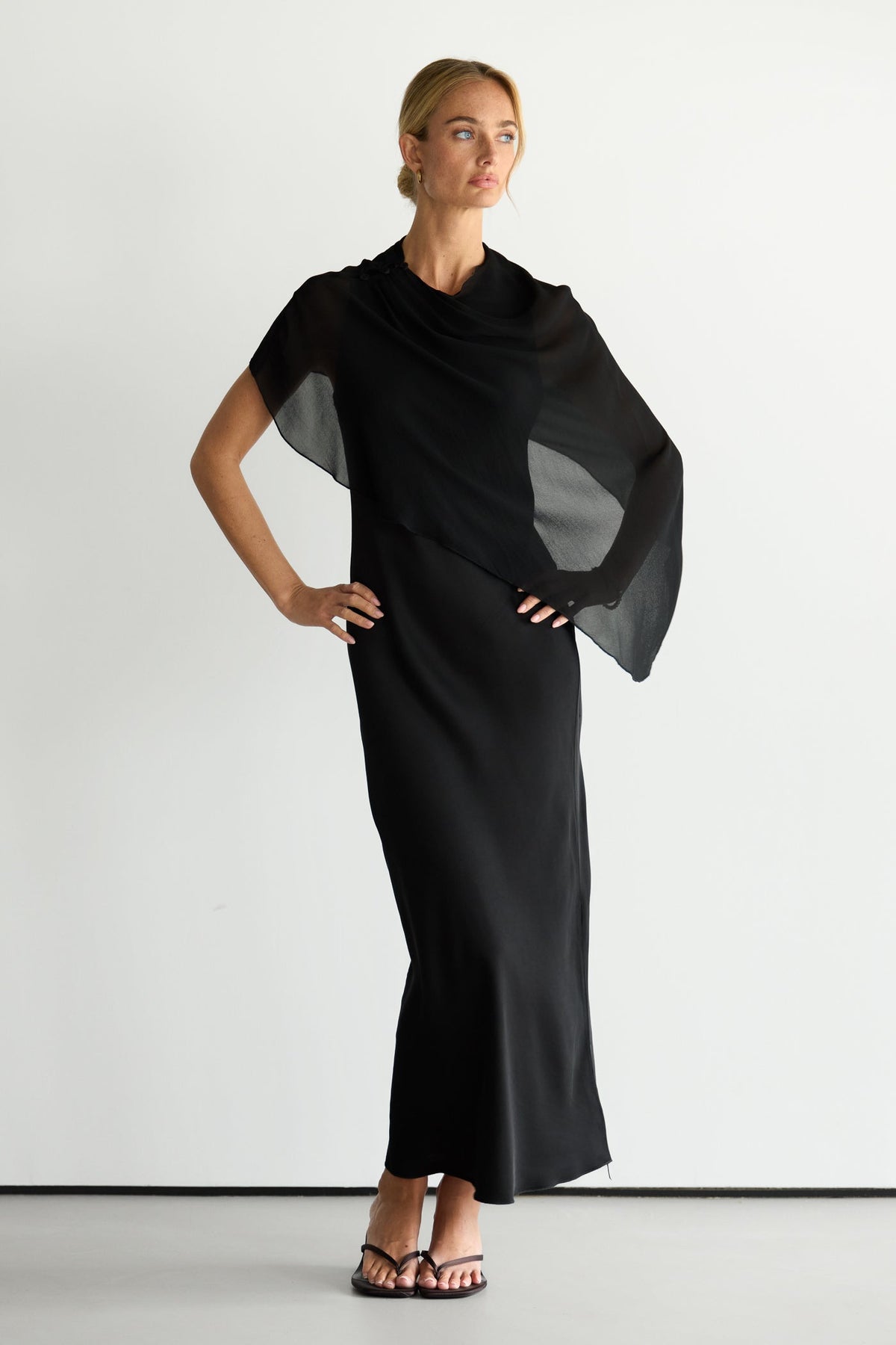 Women's Asymmetric Poncho in Black