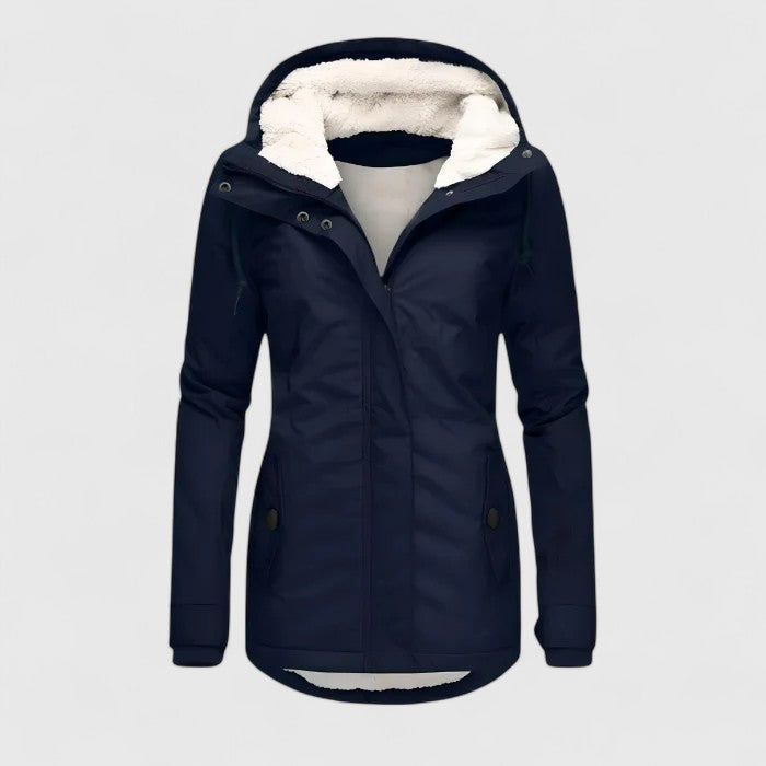 Women's Long Waterproof Winter Jacket with Hood, Warm Lined, Cold-Weather Coat