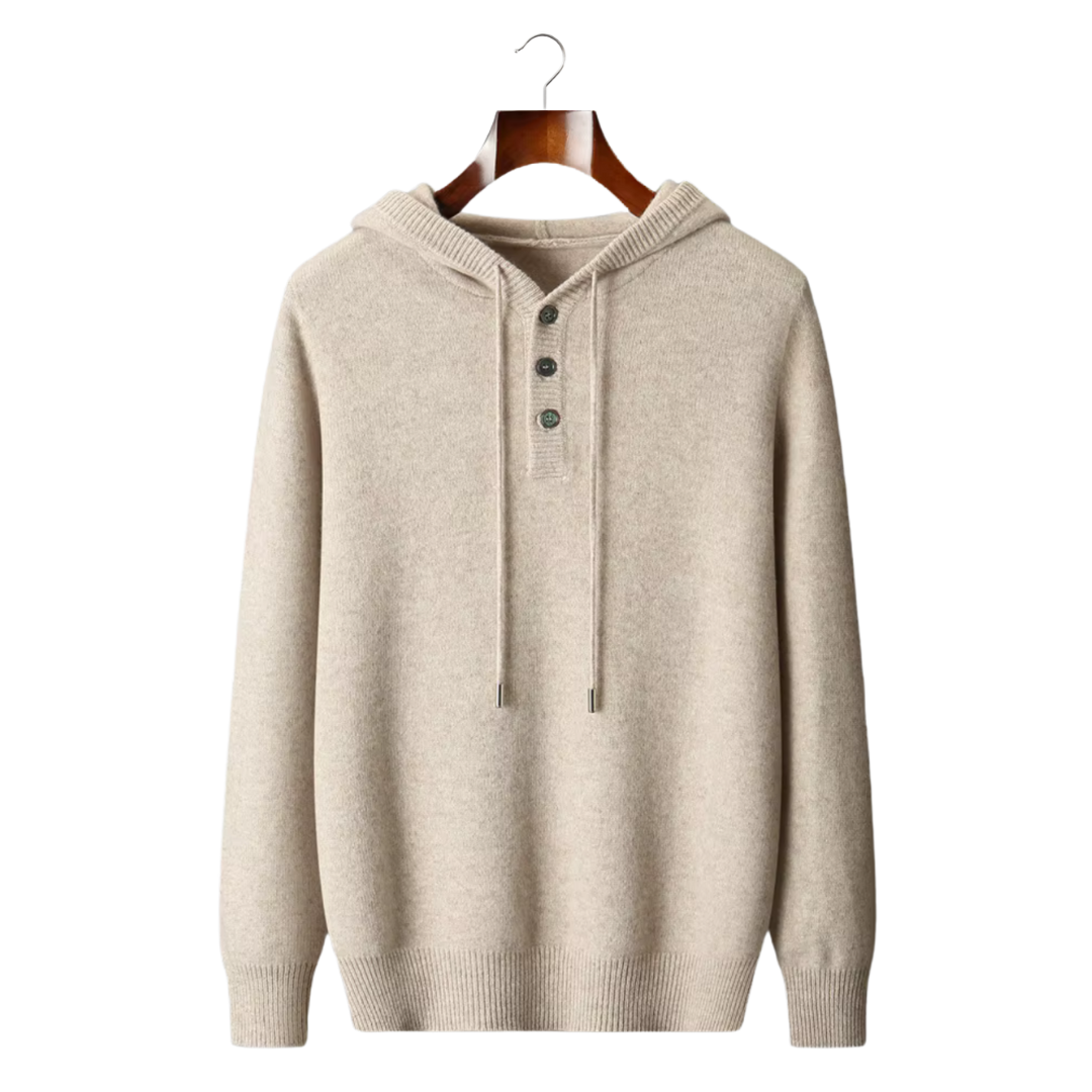 Men’s Wool Button-Up Hooded Sweater