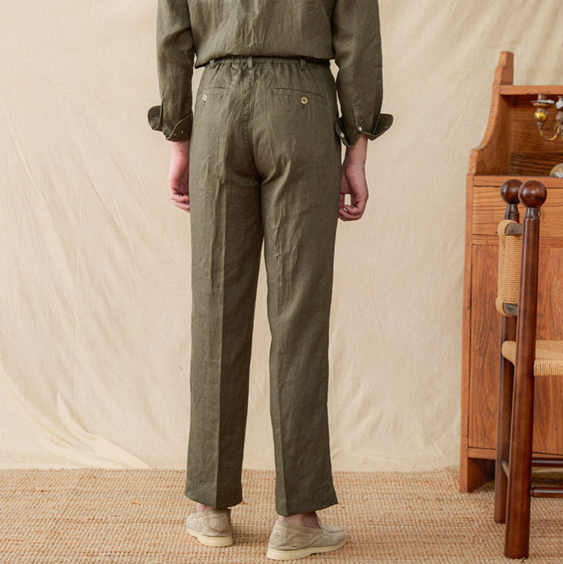 Men’s Pleated Linen Trousers