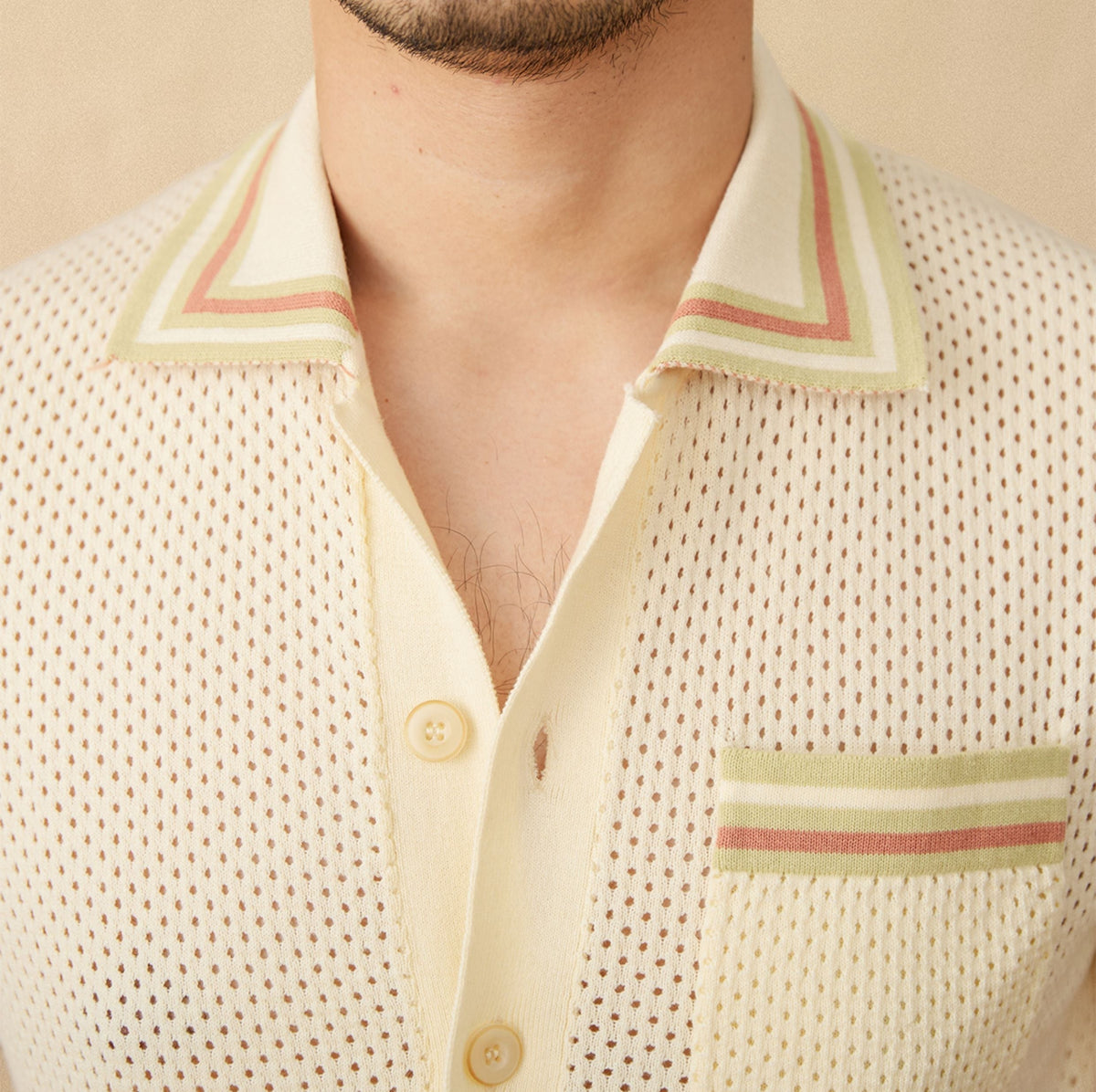 Men's Casablanca Contrast Knit Polo Shirt