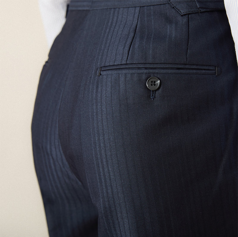 Men's Lazio Herringbone Striped Straight Fit Pleated Trousers