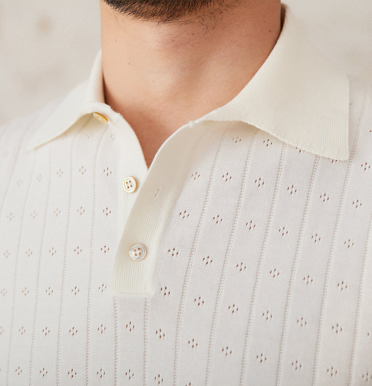 Men’s Pleated Cotton Knit Polo Shirt