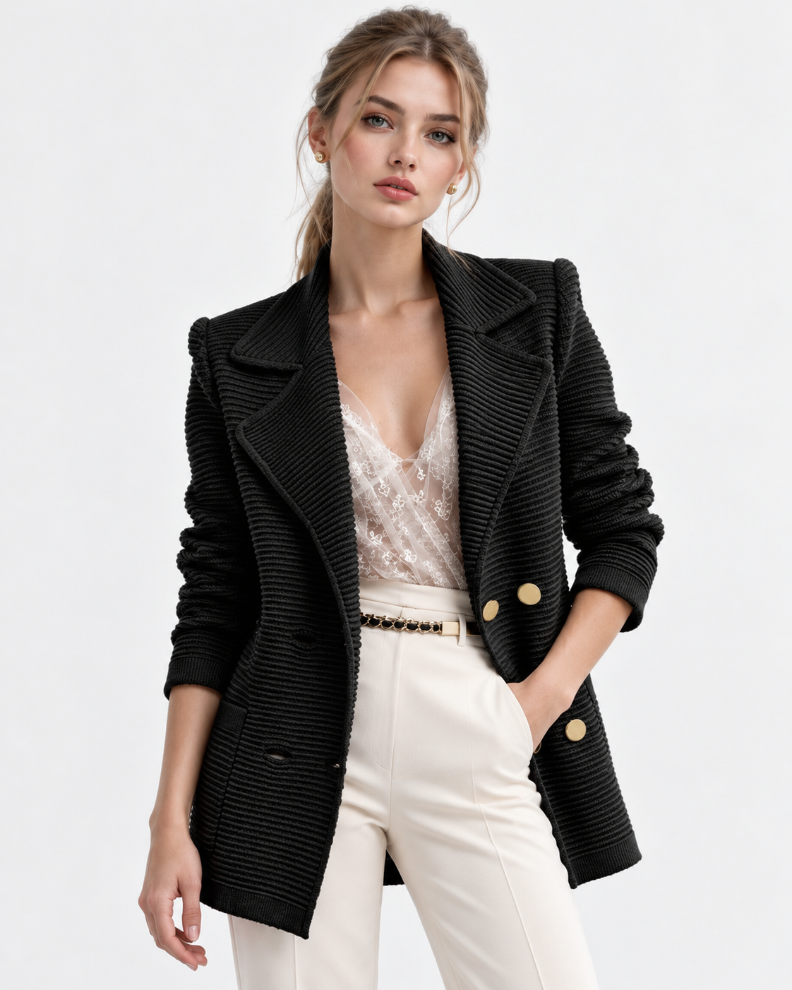 Women’s Textured Long Sleeve Casual Top