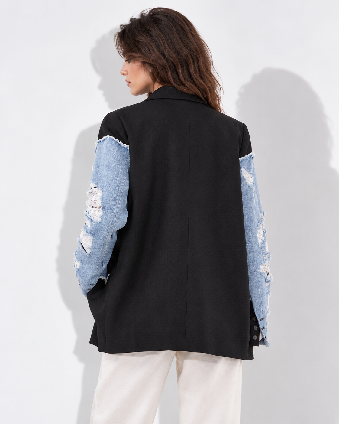 Women’s Streetwear Denim Spliced Blazer