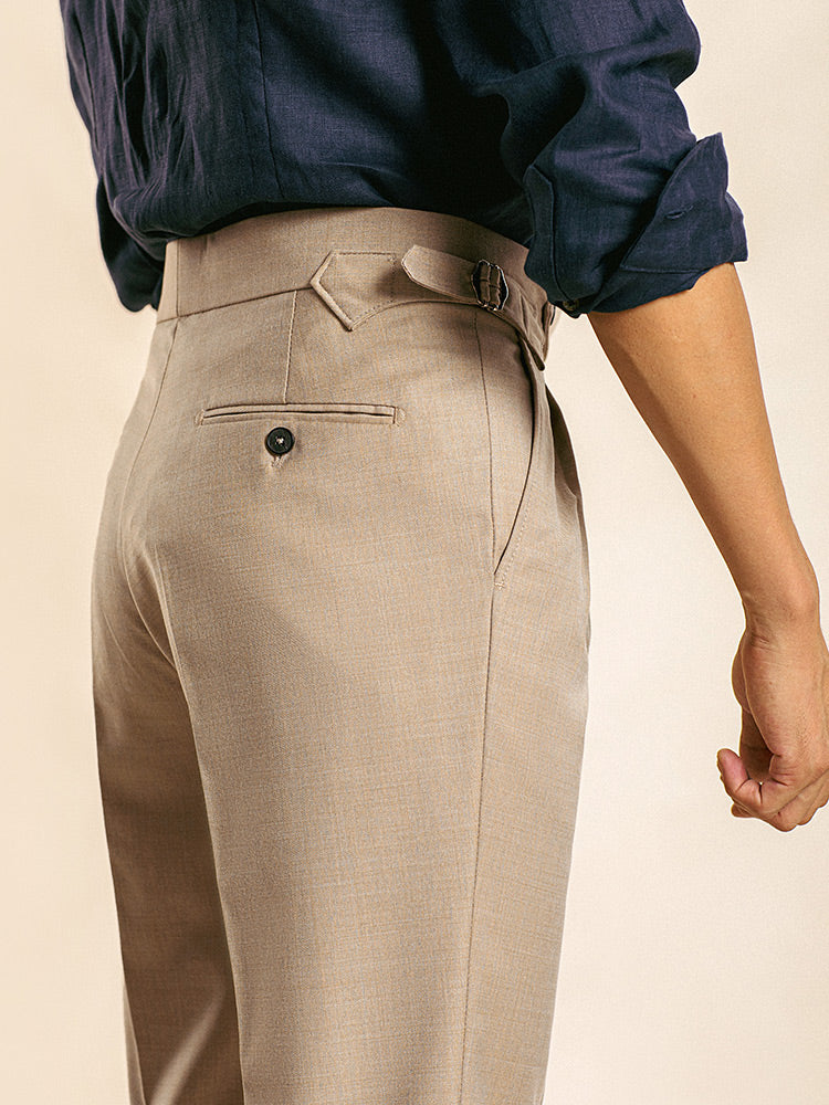 Men's Straight-Fit Trousers with Double Pleats