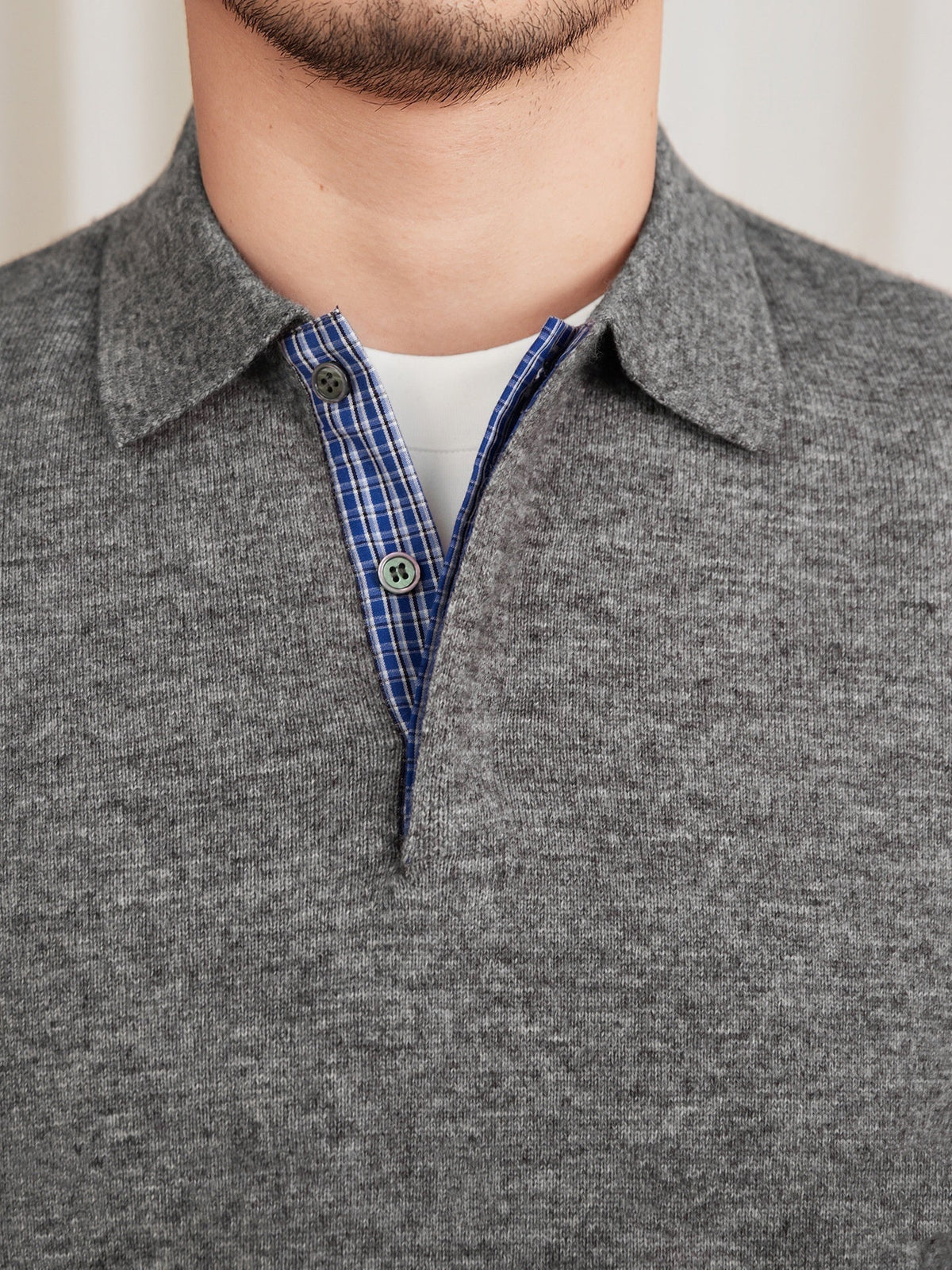 Men's Wool Blend Long Sleeve Polo