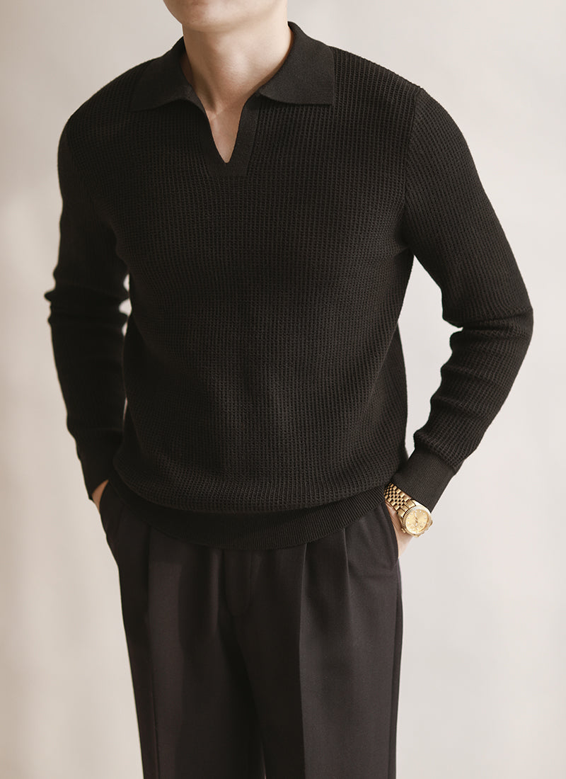 Men's Relaxed Knit Polo Sweater