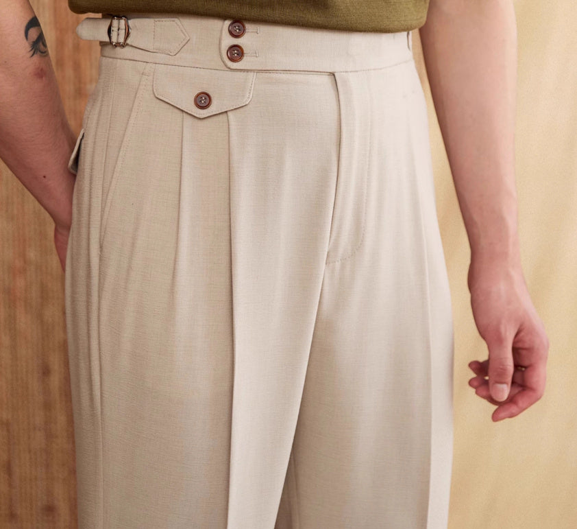 Men's Catanzaro High Waisted Straight Fit Trousers