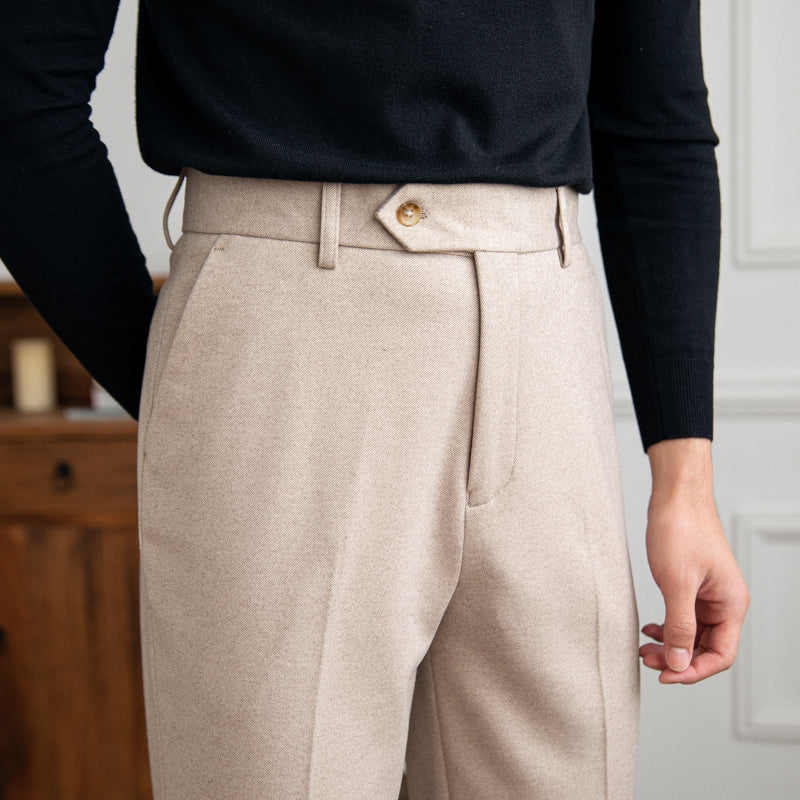 Men's Wool Felt Straight-Fit Trousers