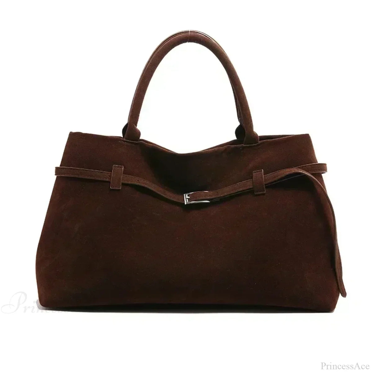 Women’s Large Faux Suede Tote Bag with Hasp Closure