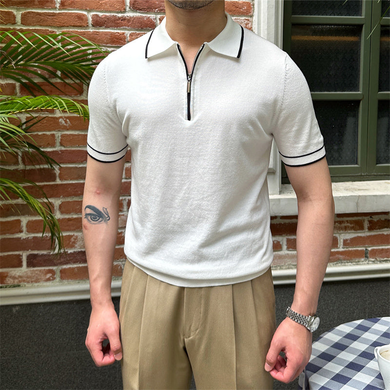Men's Premium Zip Knit Polo