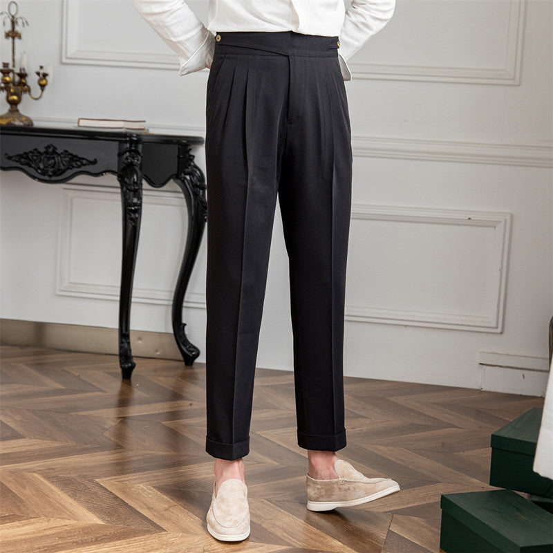 Men's Straight-Fit Trousers with Pleats