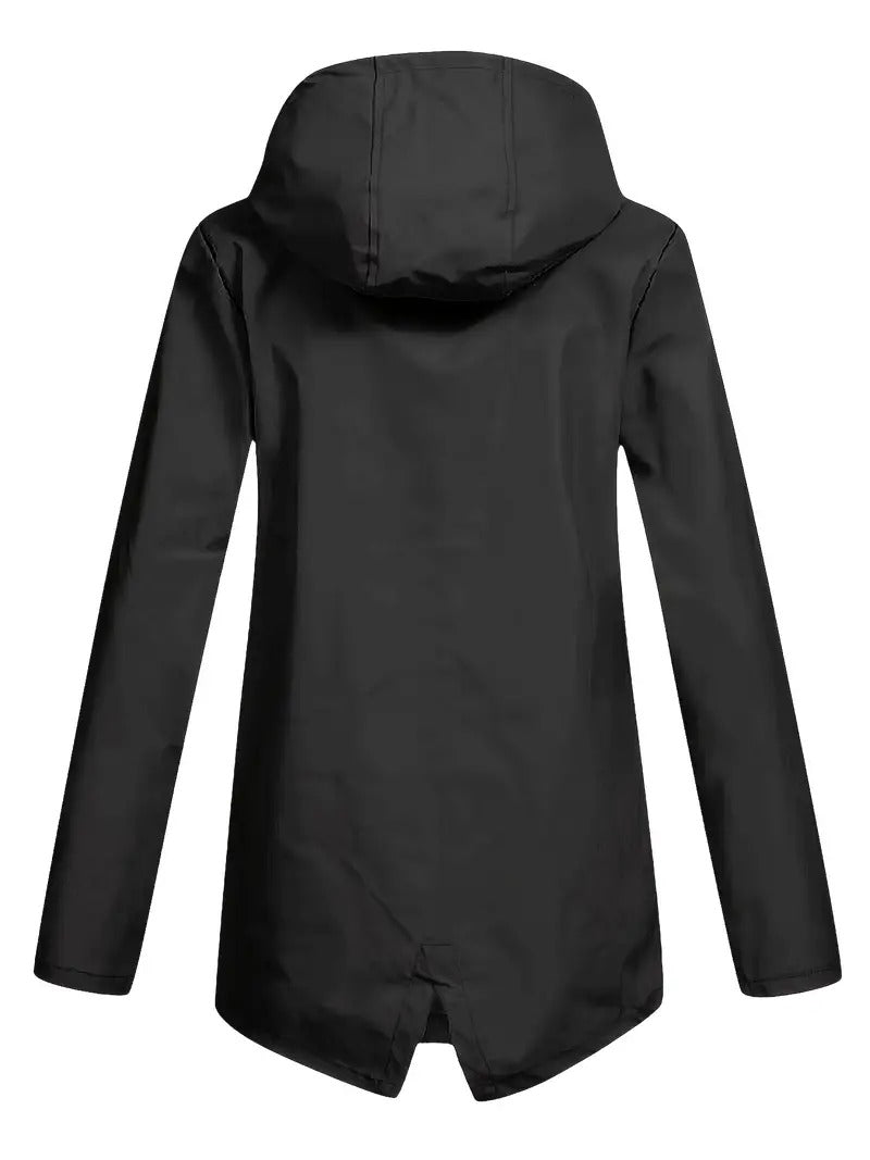 Women's Hooded Winter Jacket, Wind-Resistant, Zip Closure, Flap Pockets, Transitional Jacket