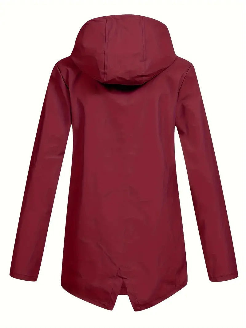 Women's Hooded Winter Jacket, Wind-Resistant, Zip Closure, Flap Pockets, Transitional Jacket