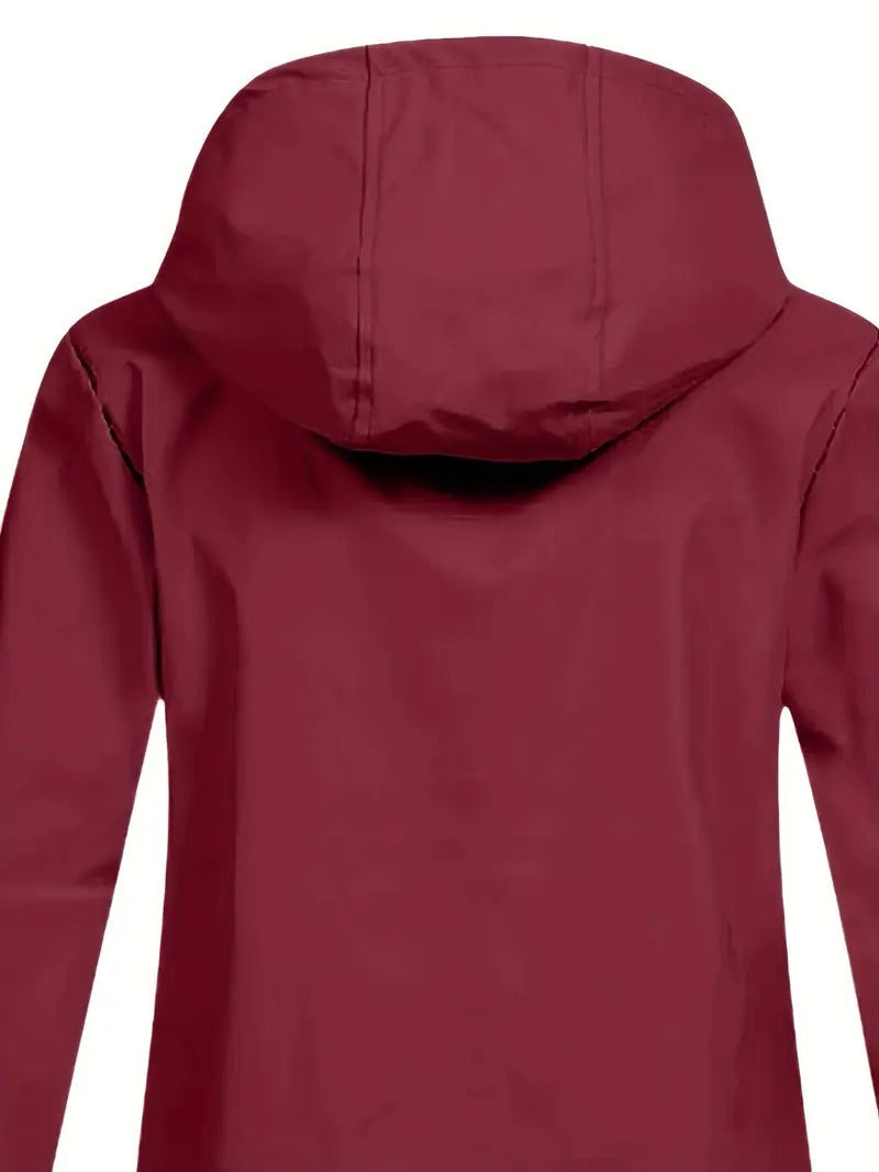 Women's Hooded Winter Jacket, Wind-Resistant, Zip Closure, Flap Pockets, Transitional Jacket