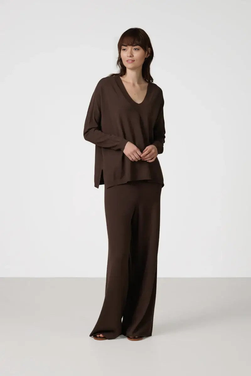 Women's Chocolate Brown V-Neck Sweater