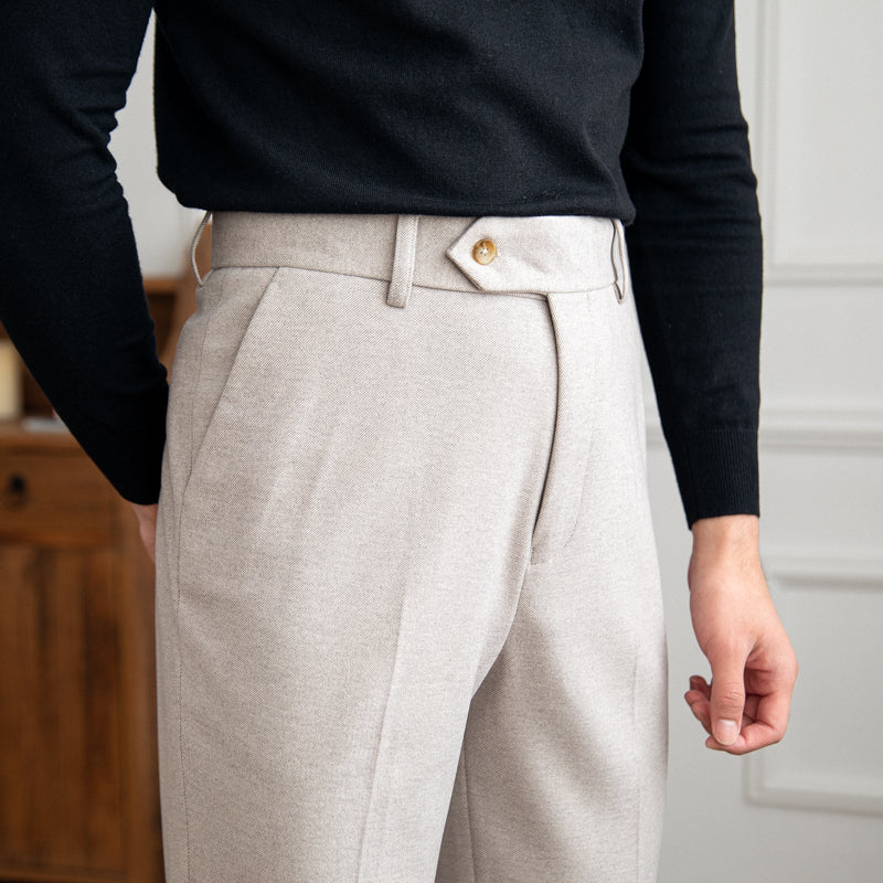 Men's Wool Felt Straight-Fit Trousers