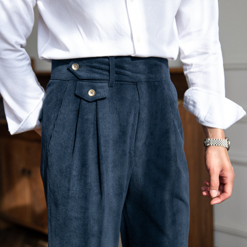 Corduroy Pleated Trousers