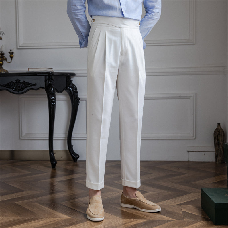 Men's Straight-Fit Trousers with Pleats