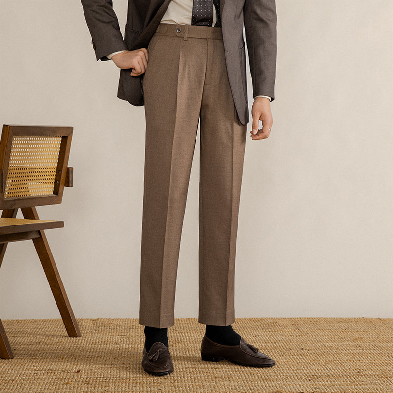 Men's Denim Workwear Trousers with Double Pleats
