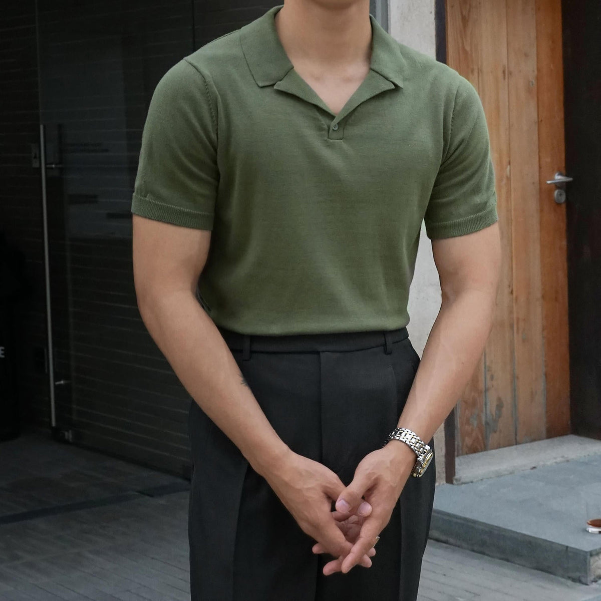 Men's Fit Spread Collar Polo Shirt